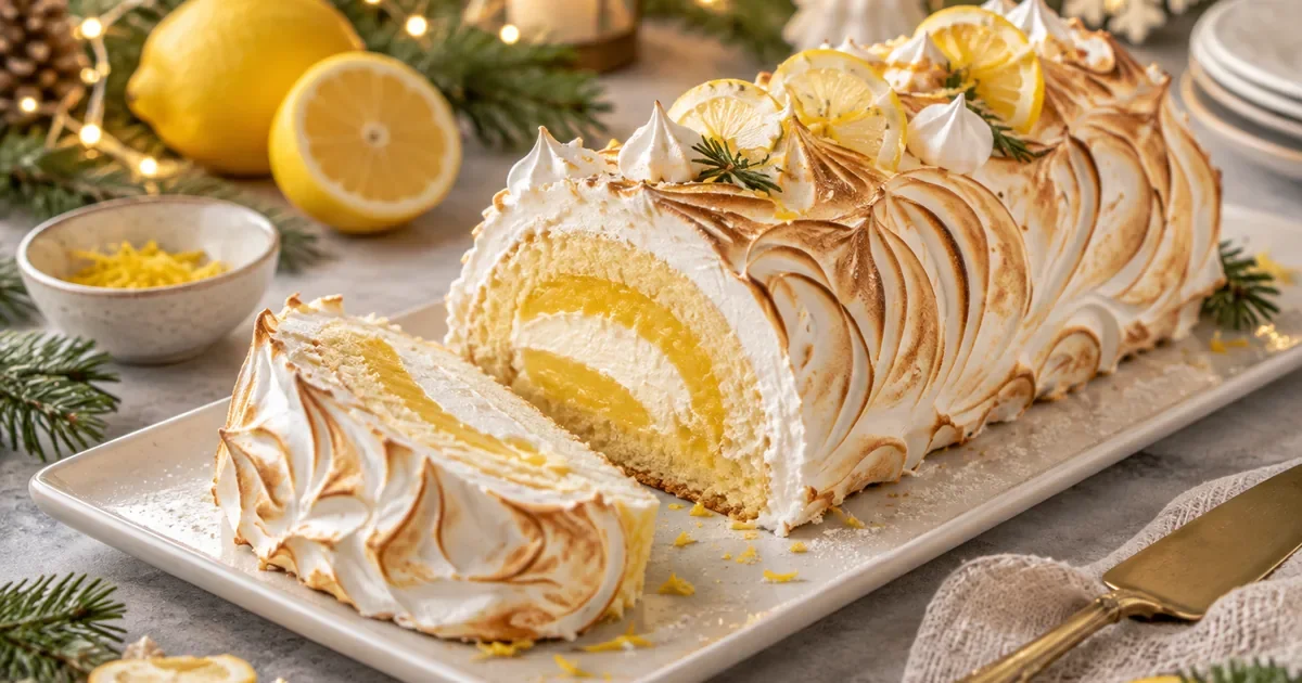 Bûche de Noël citron meringuée, la version légère et acidulée