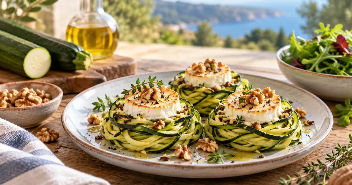 Nid de courgettes au chèvre et aux noix, l'entrée fraîche qui prend soin du cœur