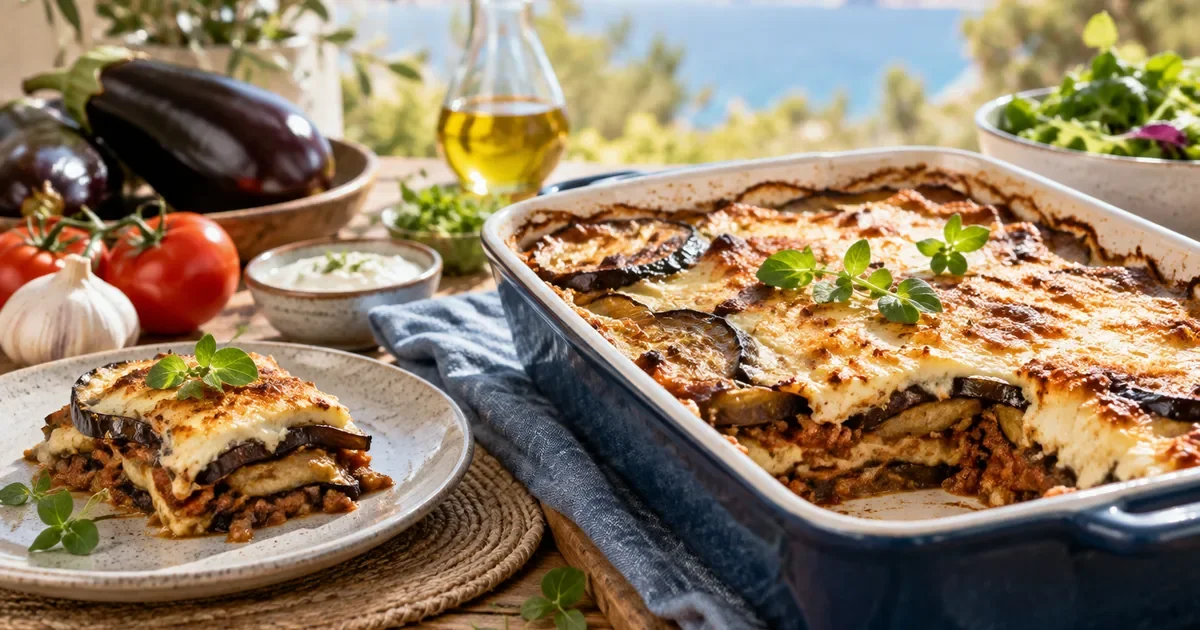 Moussaka d'aubergines allégée, tout le soleil de la Méditerranée