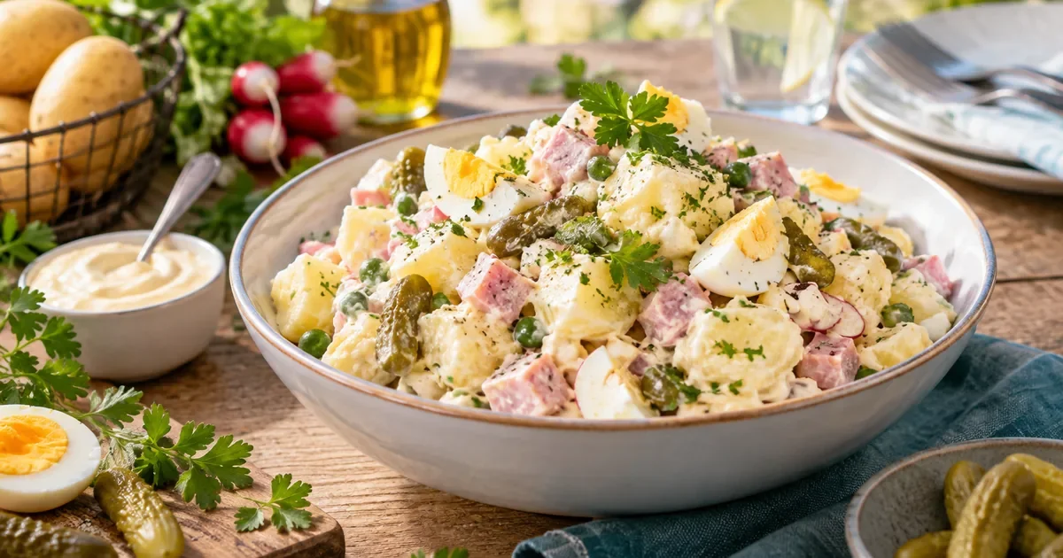 Salade façon piémontaise allégée au fromage blanc, fraîche et équilibrée