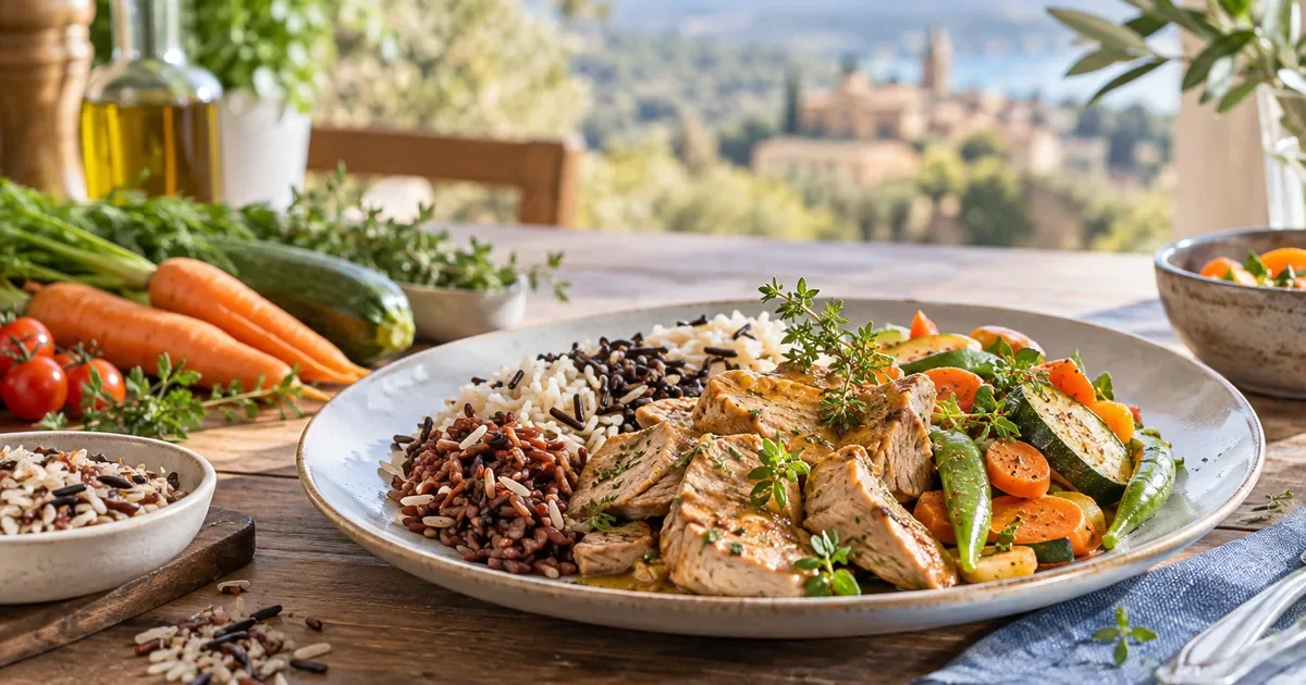 Sauté de veau aux trois riz et petits légumes, un plat mijoté équilibré