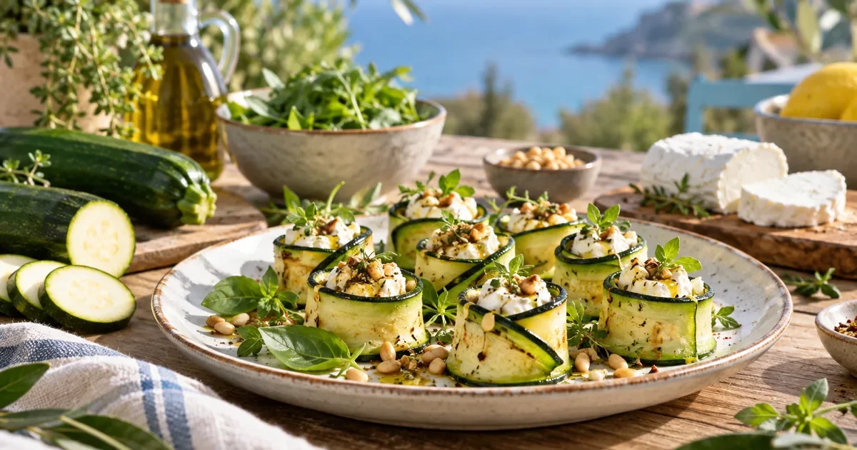 Salade de courgette, chèvre et pêches, la fraîcheur de l'été