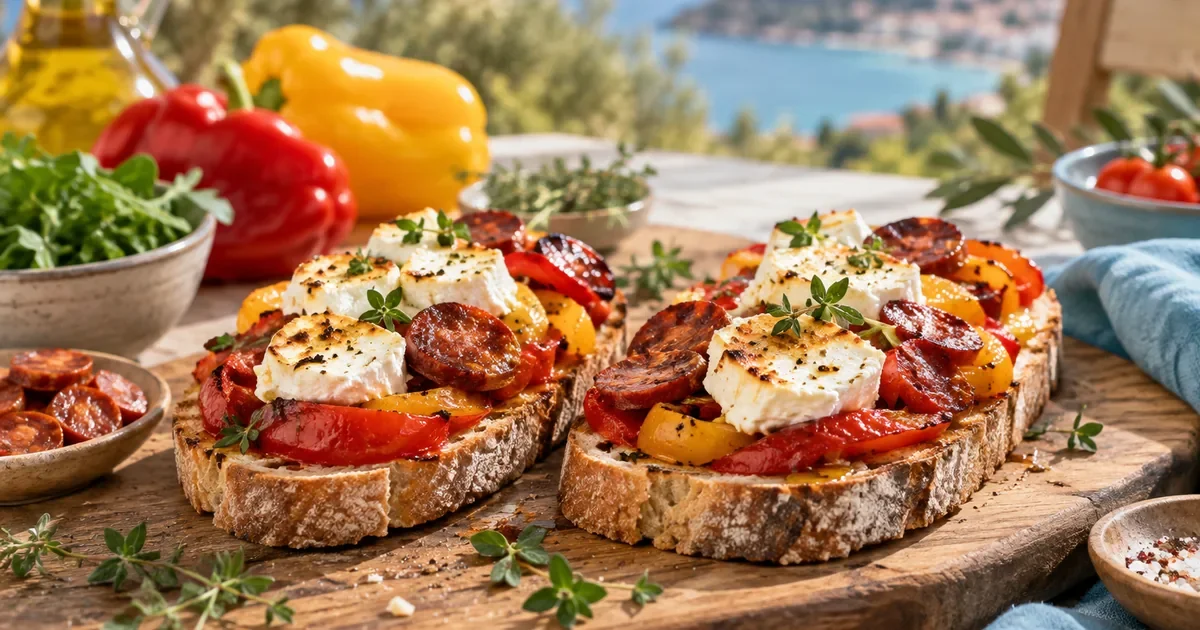 Tartines poivrons, chorizo et chèvre, le repas express et équilibré